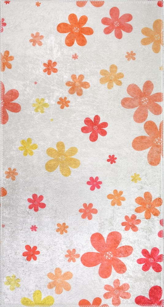 Oranžový/slonovinový pratelný dětský koberec 80x150 cm Fall Flowers – Vitaus Vitaus