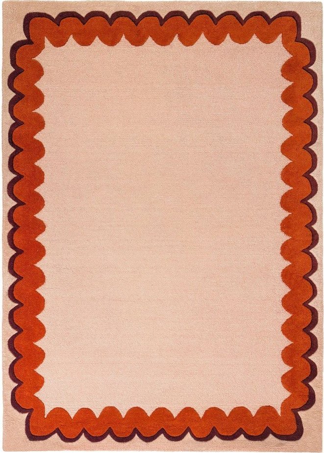 Oranžový/v přírodní barvě ručně tkaný vlněný koberec 140x200 cm Wiggle Wool – Flair Rugs Flair Rugs