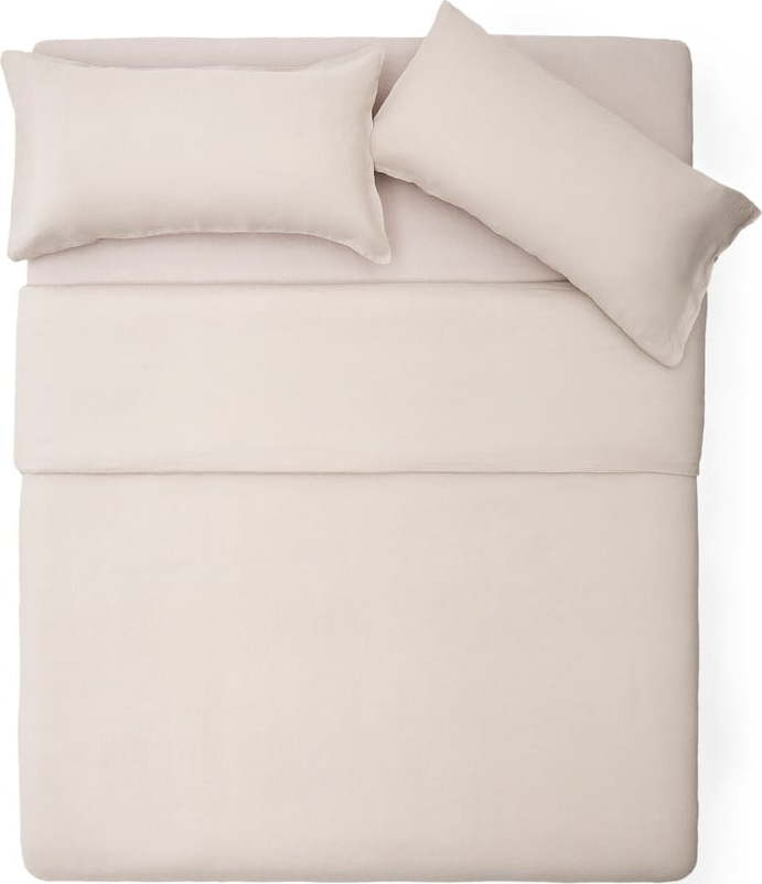 Povlečení šedobéžové na dvoulůžko/prodloužené s příměsí lnu 240x220 cm Simmel – Kave Home Kave Home