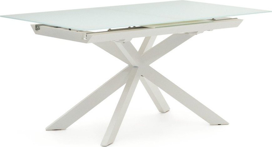 Rozkládací jídelní stůl s přídavnou deskou se skleněnou deskou 90x160 cm Atminda – Kave Home Kave Home