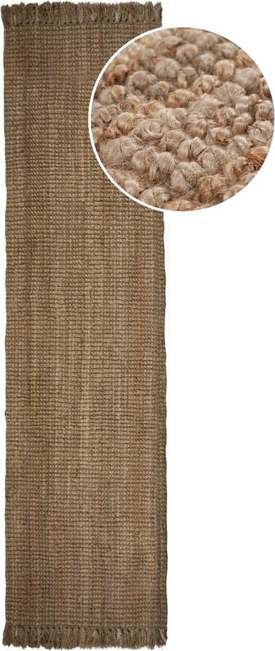 Ručně tkaný jutový běhoun v přírodní barvě 60x150 cm Jute Boucle – Flair Rugs Flair Rugs