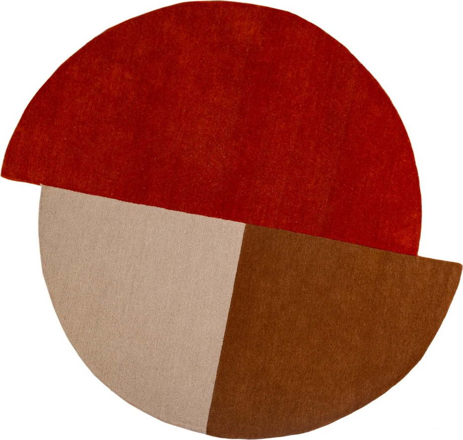 Ručně tkaný vlněný kulatý koberec v cihlové barvě ø 200 cm Mia Segment – Flair Rugs Flair Rugs