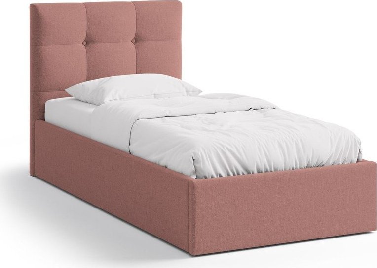 Růžová čalouněná jednolůžková postel s úložným prostorem s roštem 90x200 cm Phaedra – Micadoni Micadoni