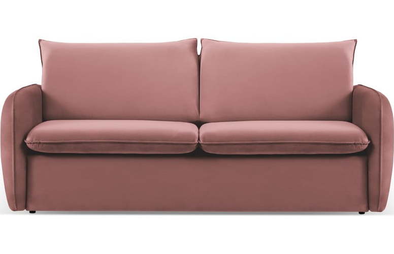 Růžová sametová rozkládací pohovka 214 cm Vienna – Cosmopolitan Design Cosmopolitan design