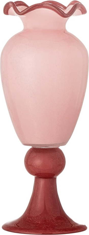 Růžová skleněná váza (výška 34 cm) Frills – Bloomingville Bloomingville