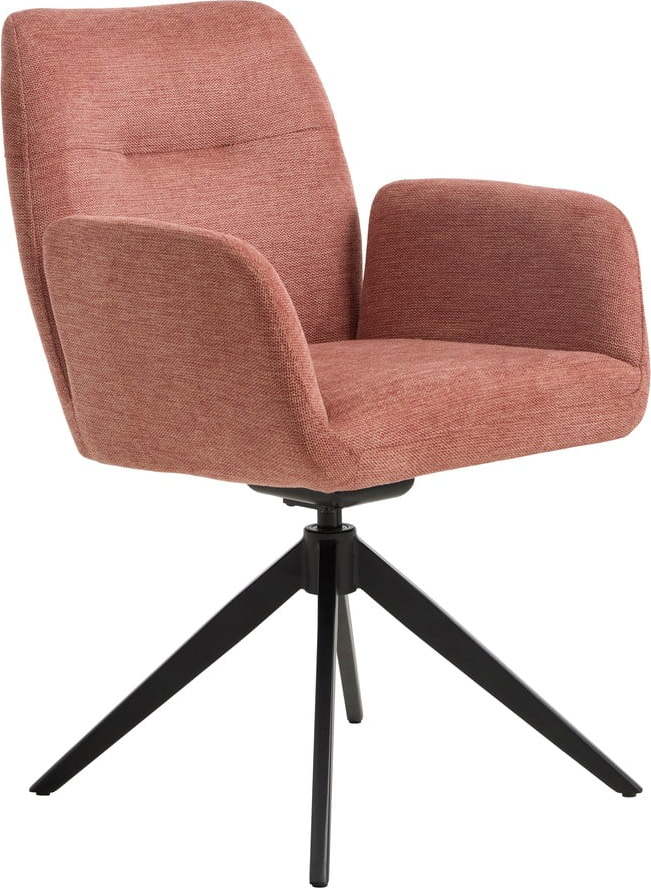 Růžové čalouněné jídelní křeslo s područkami Roxana – Unique Furniture Unique Furniture