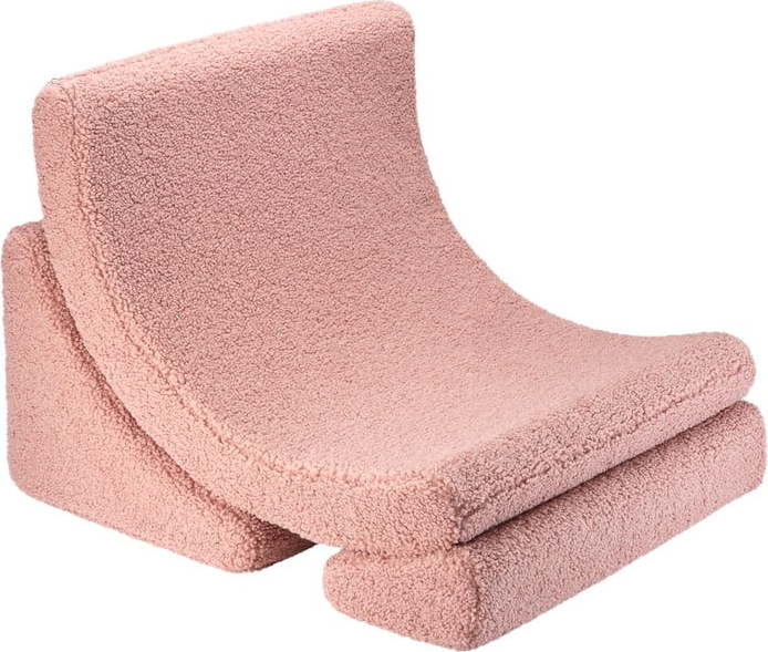 Růžové dětské křesílko z textilie bouclé Moon – Wigiwama Wigiwama