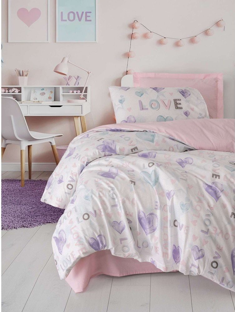 Růžové dětské povlečení na jednolůžko 200x140 cm Lovella – Mijolnir Mijolnir