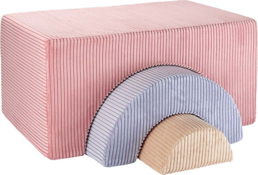 Růžové manšestrové pěnové hřiště 75x49x37 cm Rainbow Montessori – Wigiwama Wigiwama