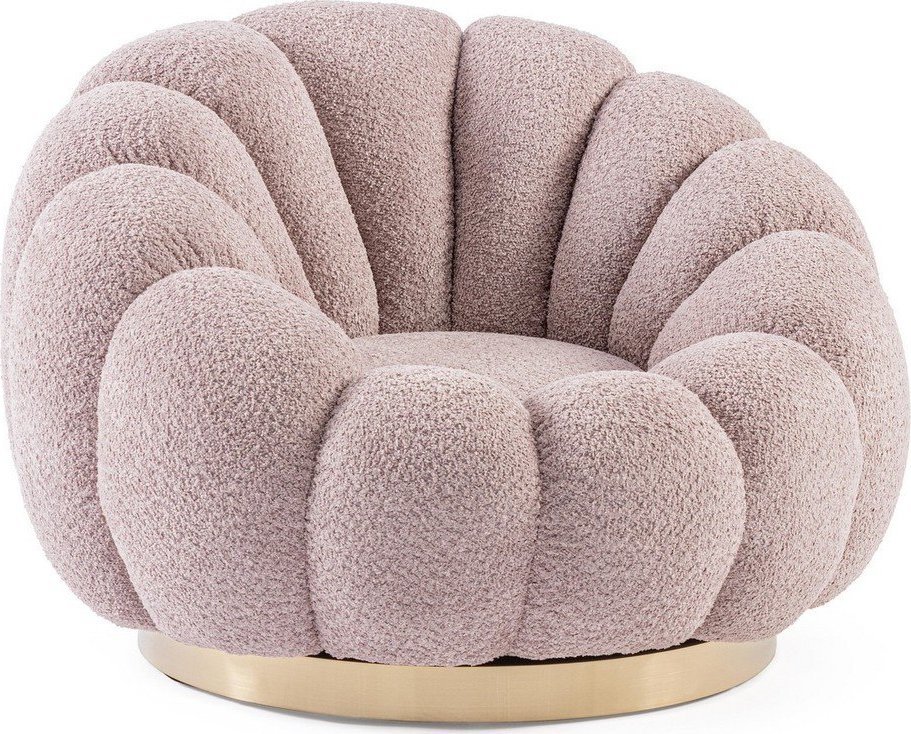Růžové otočné křeslo z textilie bouclé Florel – Bizzotto Bizzotto