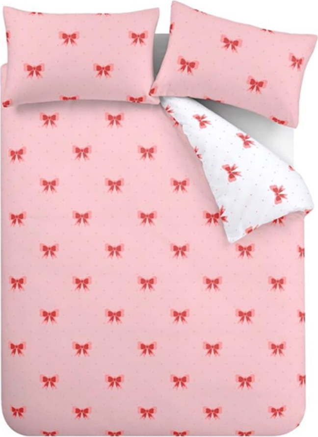 Růžové povlečení na dvoulůžko 200x200 cm Dotty Bows – Sassy B Sassy B