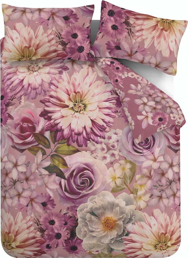 Růžové povlečení na dvoulůžko 200x200 cm Rosemoor Floral – RHS RHS