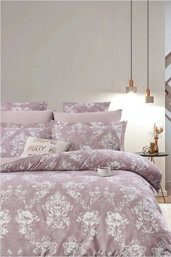 Růžové prodloužené povlečení na dvoulůžko z bavlny Renforcé s prostěradlem/4dílné 200x220 cm – Mila Home Mila Home