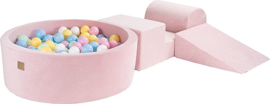 Růžové sametové pěnové hřiště 4 ks výška 30 cm 225x90 cm Montessori – Meowbaby MeowBaby