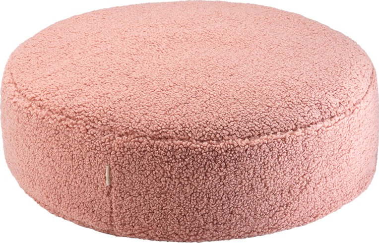 Růžový dětský sedací vak z textilie bouclé Round – Wigiwama Wigiwama