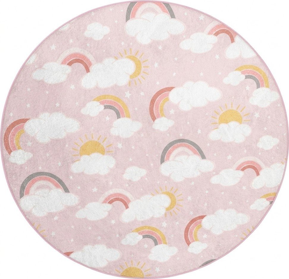 Růžový pratelný dětský koberec ø100 cm Rainbow World – Mila Home Mila Home