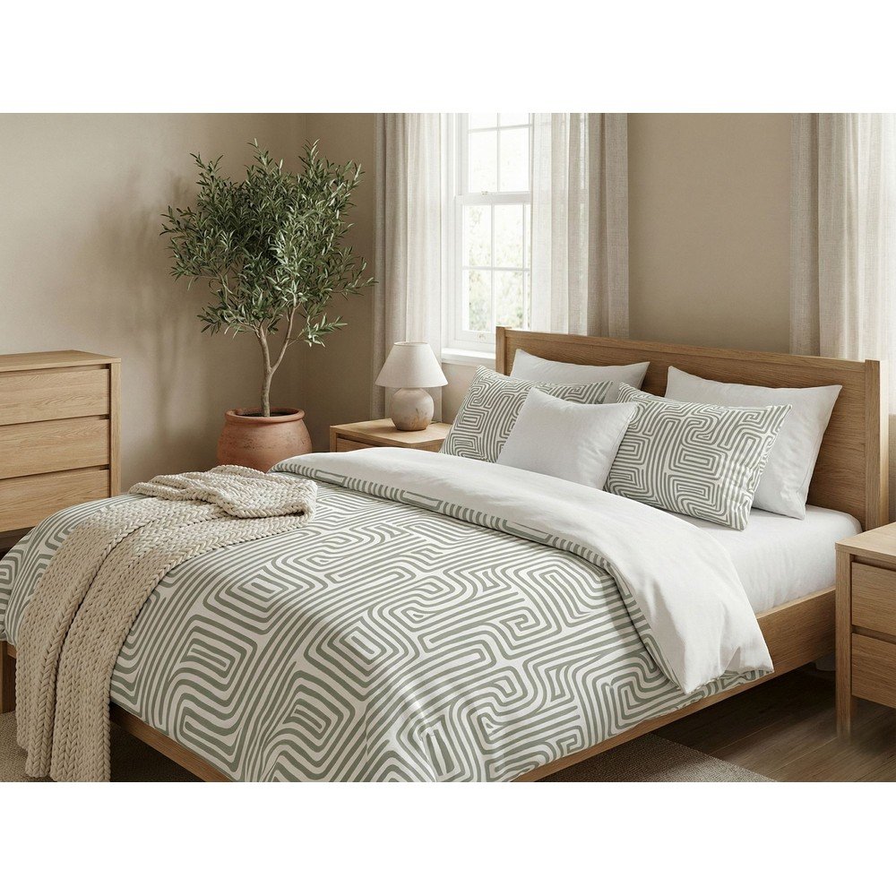 Šalvějově zelené povlečení na dvoulůžko 200x200 cm Maze – Mijolnir Mijolnir