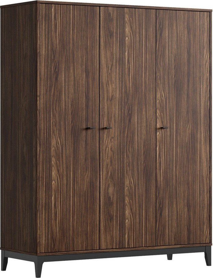 Šatní skříň v dekoru ořechu v tmavě přírodní barvě 148x190x55 cm Ilyas – Vipack Vipack