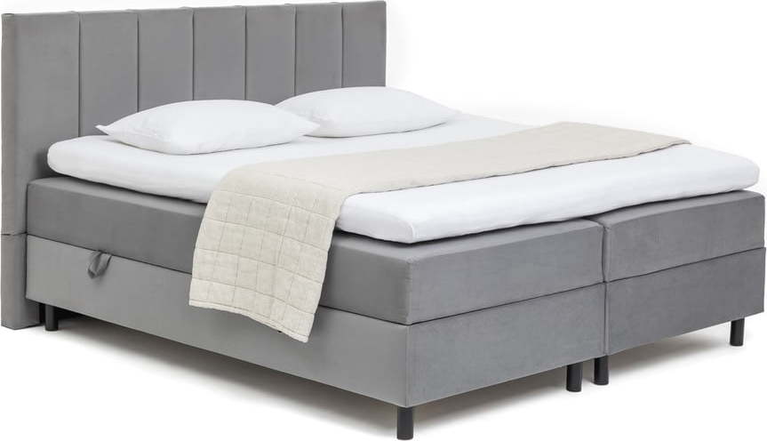 Šedá boxspring postel s úložným prostorem 160x200 cm Elva Bold Line – Bonami Selection Bonami Selection