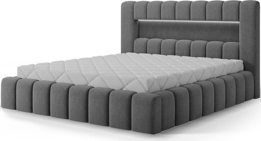 Šedá čalouněná dvoulůžková postel s úložným prostorem s roštem 160x200 cm Lamica – ELTAP ELTAP