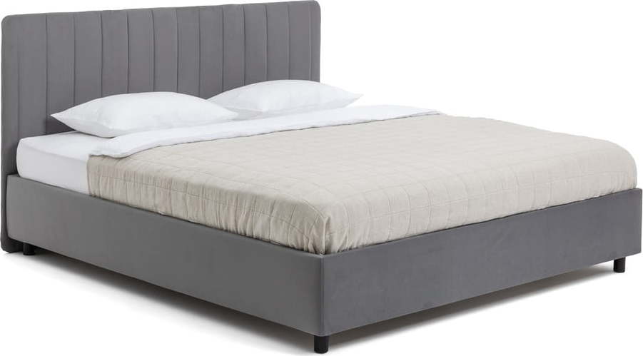 Šedá čalouněná dvoulůžková postel s úložným prostorem s roštem 180x200 cm Myra Slim Line – Bonami Selection Bonami Selection