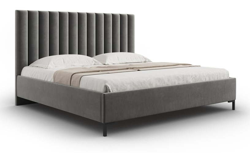 Šedá čalouněná dvoulůžková postel s úložným prostorem s roštem 200x200 cm Casey – Mazzini Beds Mazzini Beds