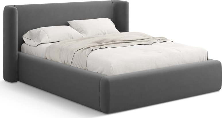 Šedá čalouněná dvoulůžková postel s úložným prostorem s roštem 200x200 cm Jason – Windsor & Co Sofas Windsor & Co Sofas