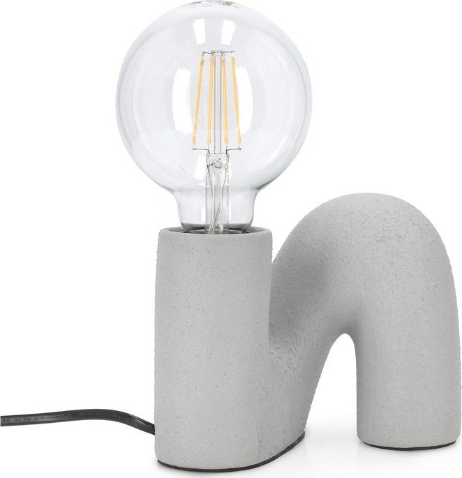 Šedá keramická stolní lampa se skleněným stínidlem (výška 12