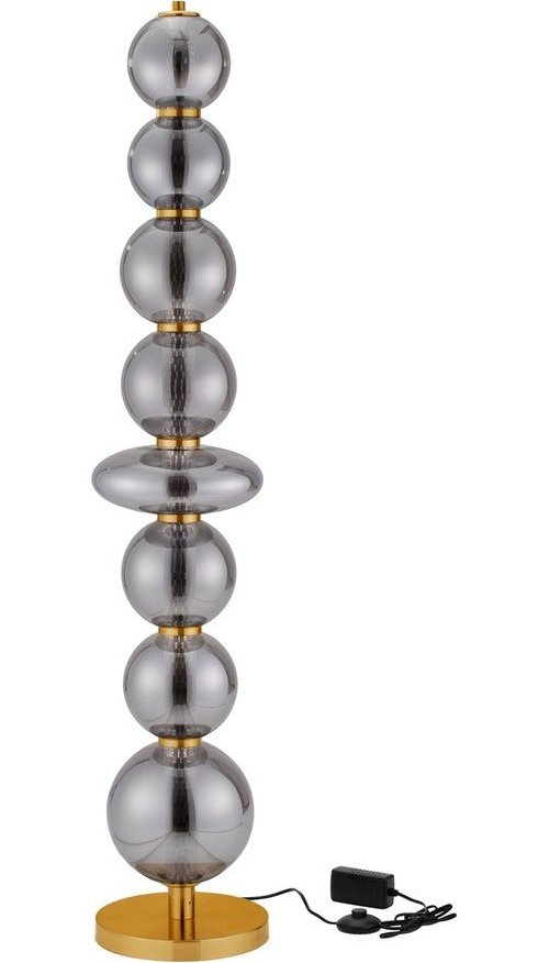 Šedá kovová LED stmívatelná stojací lampa se skleněným stínidlem (výška 140 cm) Navi – Nova Luce Nova Luce