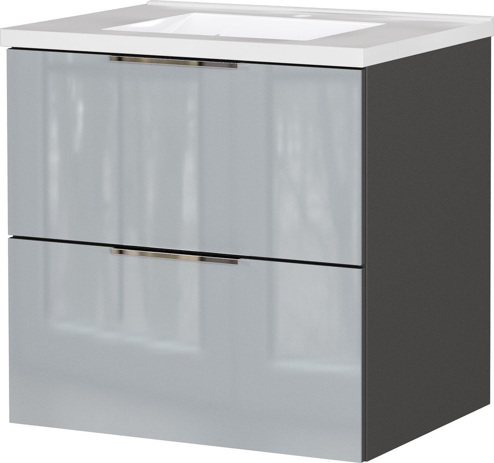 Šedá lesklá závěsná skříňka pod umyvadlo 61x61 cm Celano – Germania Germania