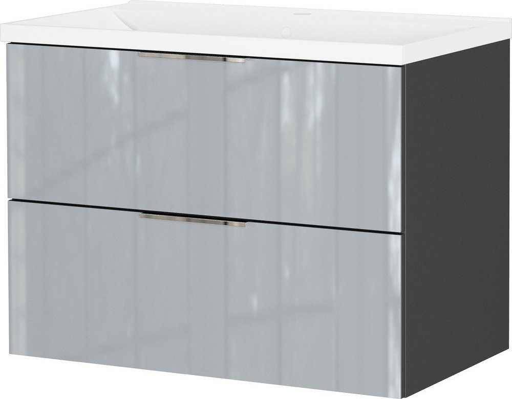 Šedá lesklá závěsná skříňka pod umyvadlo 81x61 cm Celano – Germania Germania