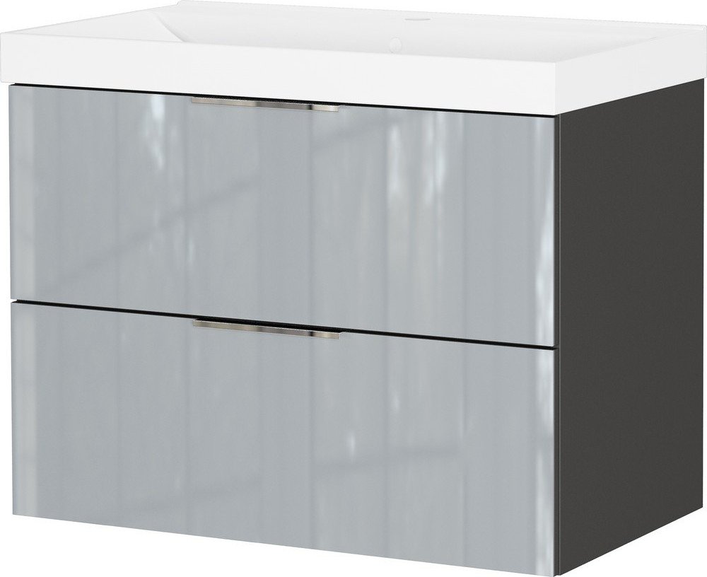 Šedá lesklá závěsná skříňka pod umyvadlo 81x65 cm Celano – Germania Germania