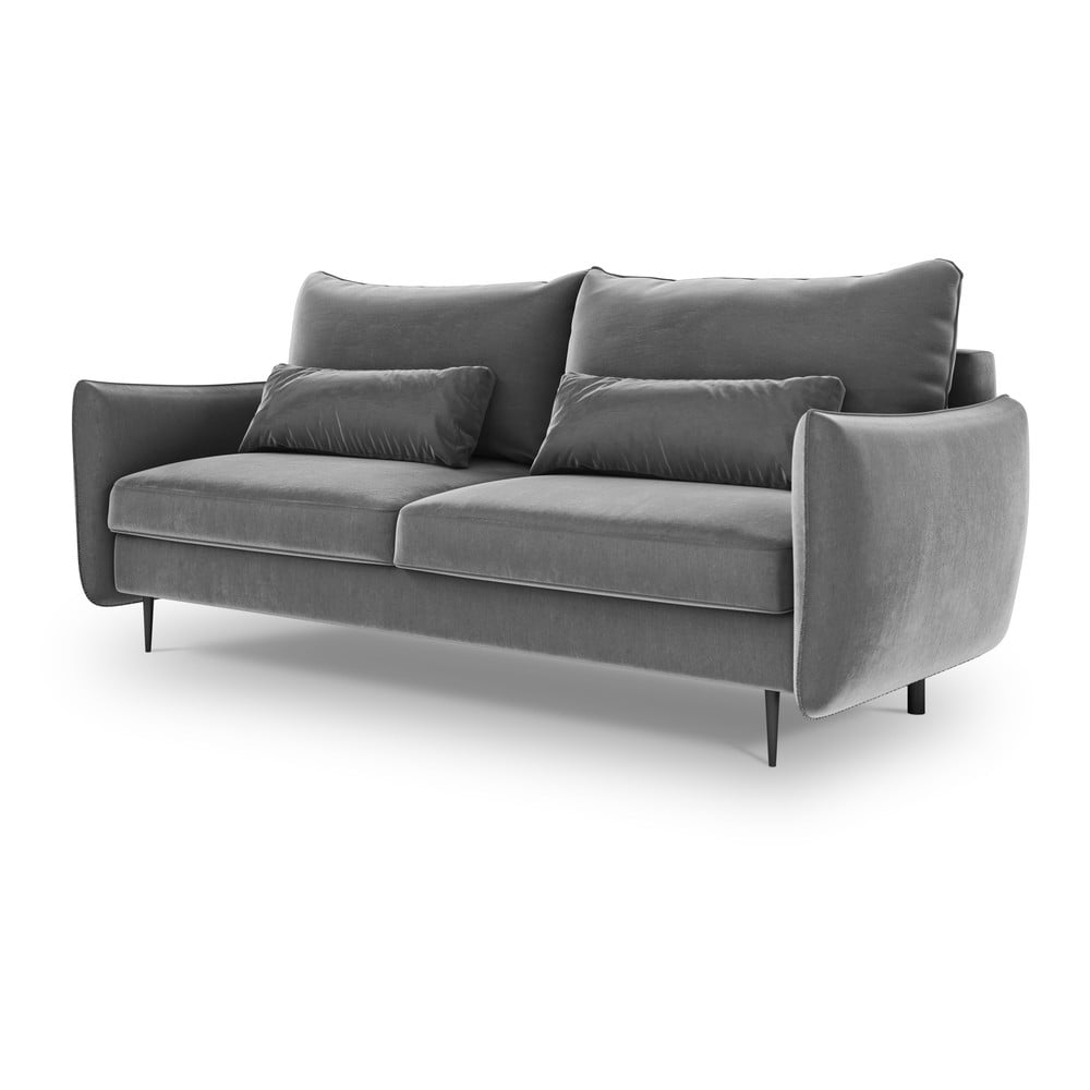 Šedá sametová rozkládací/s úložným prostorem pohovka 222 cm Vermont - II. jakost – Cosmopolitan Design Cosmopolitan design