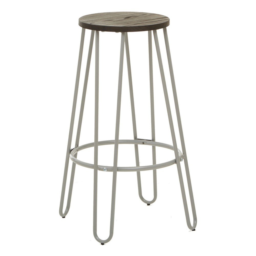 Šedá/v tmavě přírodní barvě barová stolička z jilmového dřeva (výška sedáku 75 cm) District – Premier Housewares Premier Housewares