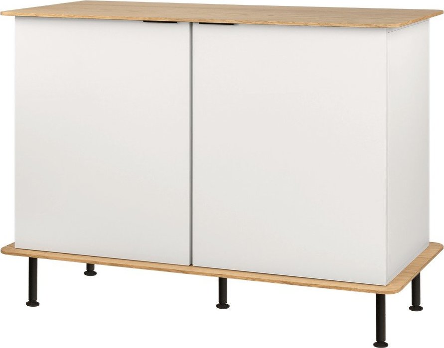 Šedobéžová komoda v dekoru dubu s dírou na kabely 120x88x50 cm Suumo – noo.ma NOO.MA