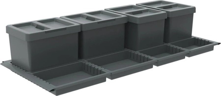 Šedý plastový odpadkový koš 4x12 l na tříděný odpad/vestavný Metropolis Flip-up – Elletipi Elletipi