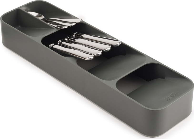 Šedý plastový příborník do zásuvky 11 x 39