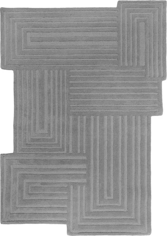 Šedý ručně tkaný vlněný koberec 120x170 cm Zen Rectangles – Flair Rugs Flair Rugs