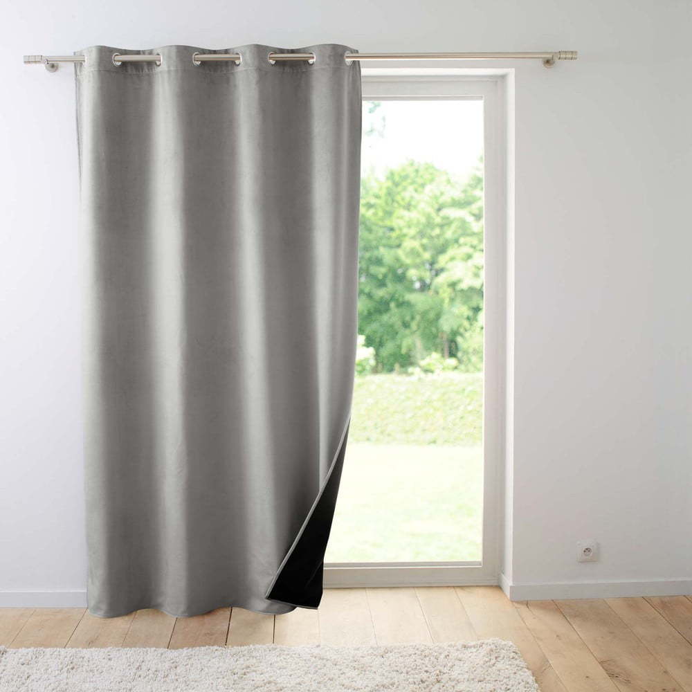 Šedý sametový termo závěs 140x260 cm Polarchic – douceur d'intérieur Douceur d intérieur