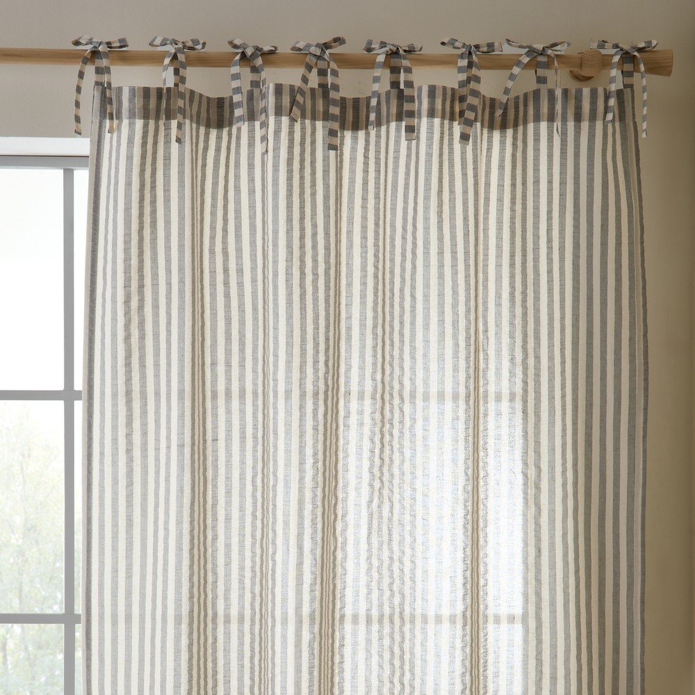 Šedý závěs 140x229 cm Zanzibar Woven Stripe – Pineapple Elephant Pineapple Elephant