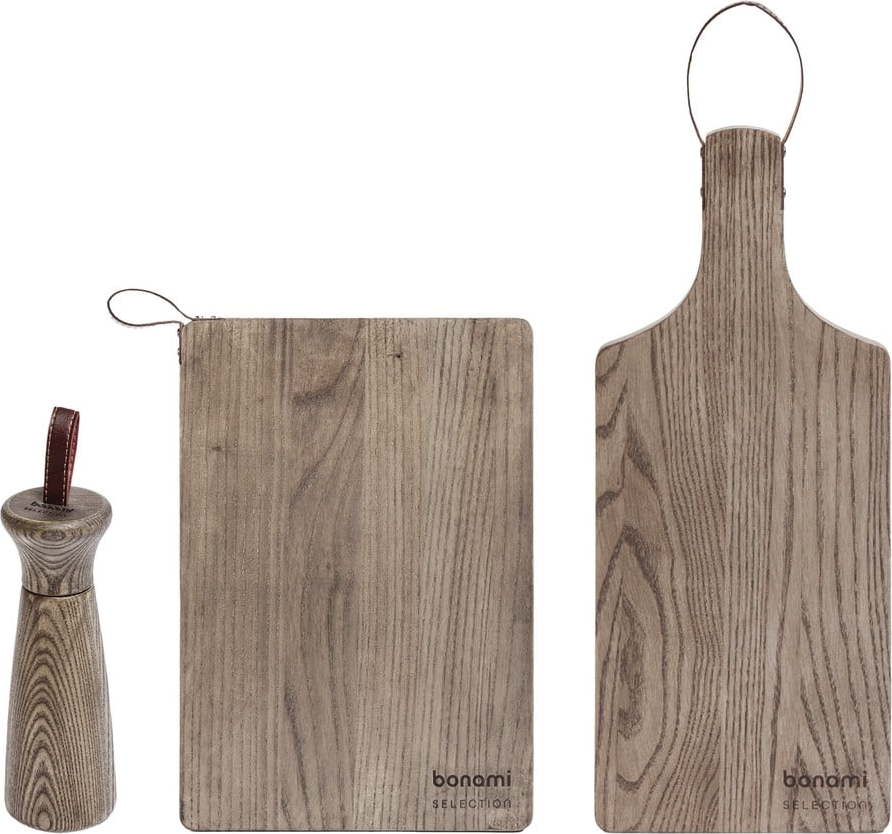 Servírovací dřevěný mlýnek a prkénka v sadě 3 ks Rustic – Bonami Selection Bonami Selection