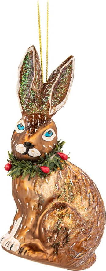 Skleněná ručně vyrobená vánoční ozdoba 5 cm Festive Hare – Sass & Belle Sass & Belle