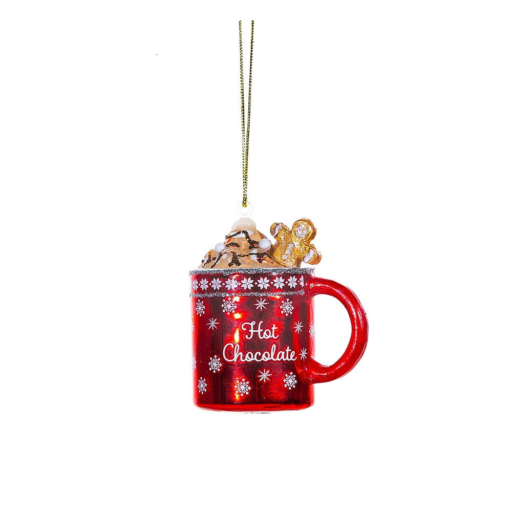 Skleněná ručně vyrobená vánoční ozdoba 6 cm Hot Chocolate – Sass & Belle Sass & Belle