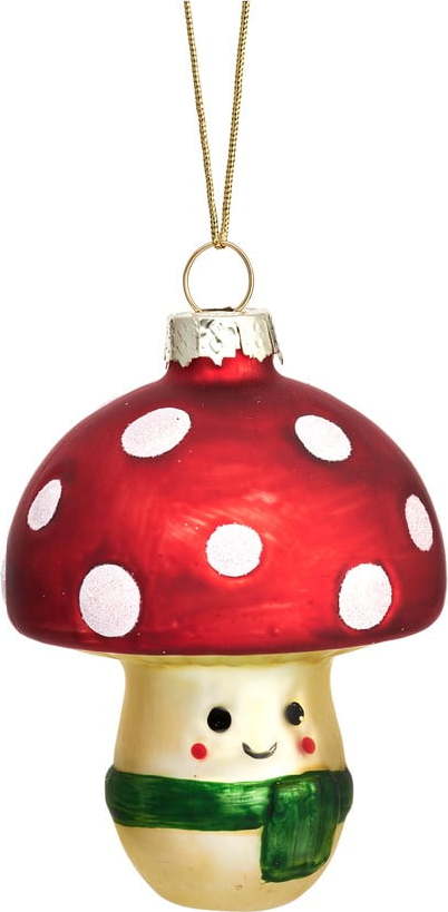 Skleněná ručně vyrobená vánoční ozdoba ø 6 cm Happy Mushroom – Sass & Belle Sass & Belle