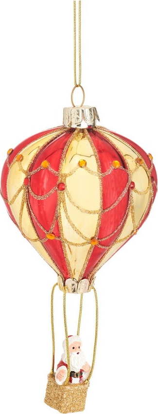 Skleněná ručně vyrobená vánoční ozdoba ø 8 cm Santa in a Hot Air Balloon – Sass & Belle Sass & Belle