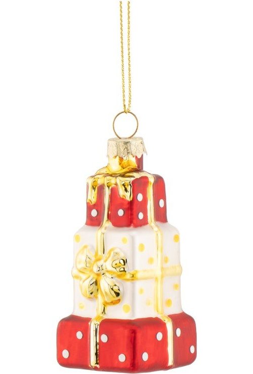 Skleněná vánoční ozdoba 4 cm Stack of Presents – Sass & Belle Sass & Belle