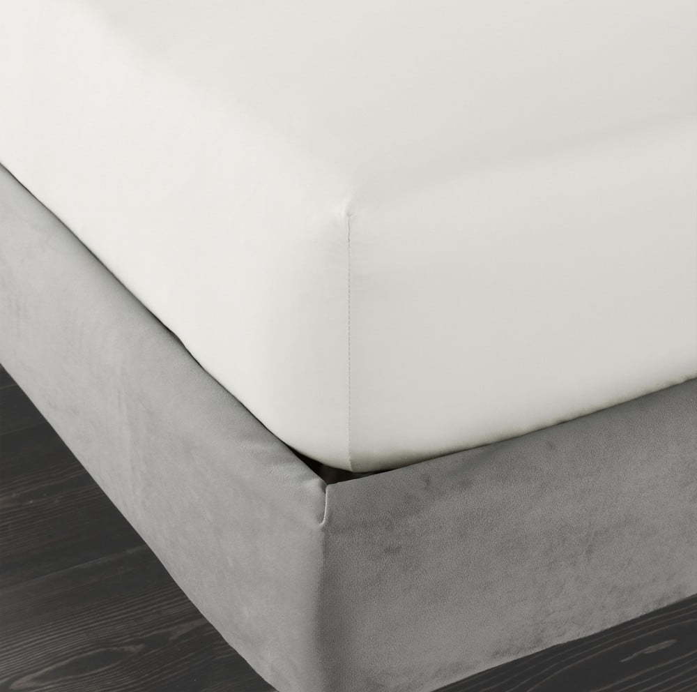 Slonovinové napínací prostěradlo z bavlněného saténu 90x190 cm Cotton Sateen – Bianca Bianca