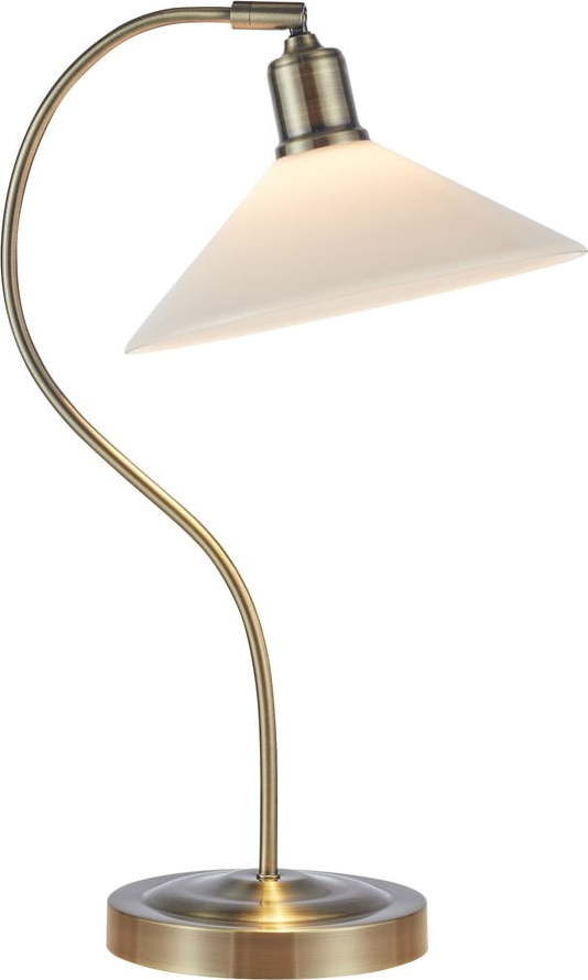 Stolní lampa se skleněným stínidlem v bílo-mosazné barvě (výška 49 cm) Vela – Markslöjd Markslöjd