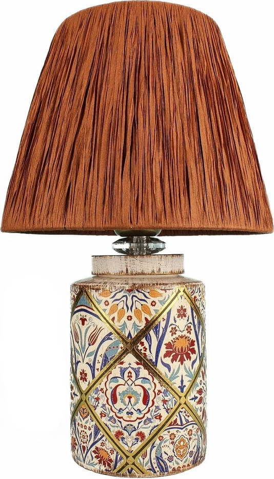 Stolní lampa v terakotové barvě se stínidlem z papírového výpletu (výška 40 cm) Alev – Opviq lights Opviq lights