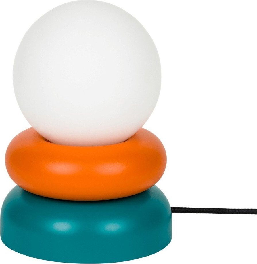Stolní lampa z masivního dřeva v petrolejové barvě/oranžová se skleněným stínidlem (výška 24 cm) Otem – noo.ma NOO.MA